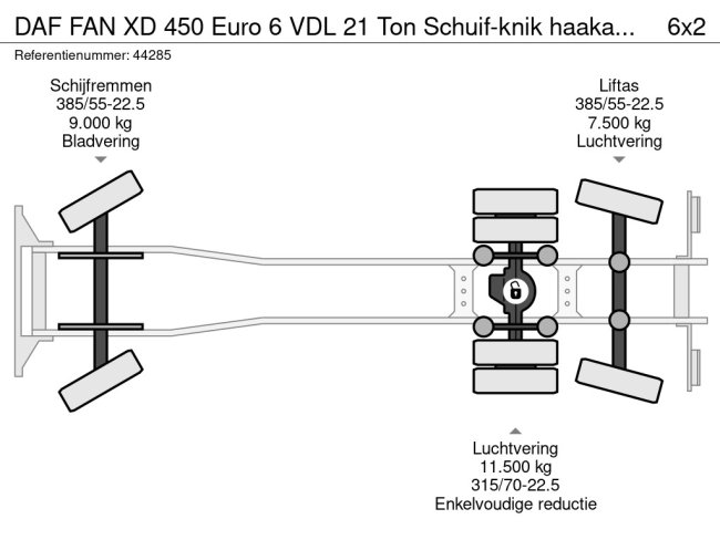 DAF  FAN XD 450 Euro 6 VDL 21 Ton Schuif-knik haakarmsysteem (22)