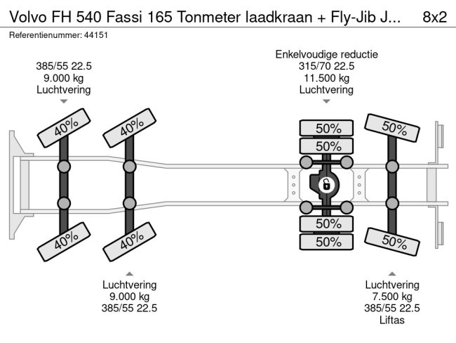 Volvo  FH 540 Fassi 165 Tonmeter laadkraan + Fly-Jib Just 104.869 km! (46)