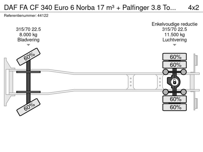 DAF  FA CF 340 Euro 6 Norba 17 m³ + Palfinger 3.8 Tonmeter laadkraan + Winch (29)