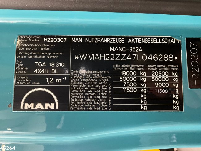 MAN  TGA 18.310 4X4H Manual Palfinger 36 Tonmeter laadkraan Just 226.172 km! (27)