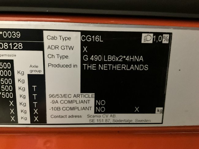 Scania  G 490 6x2 Euro 6 VDL 18 Ton portalarmsysteem (20)