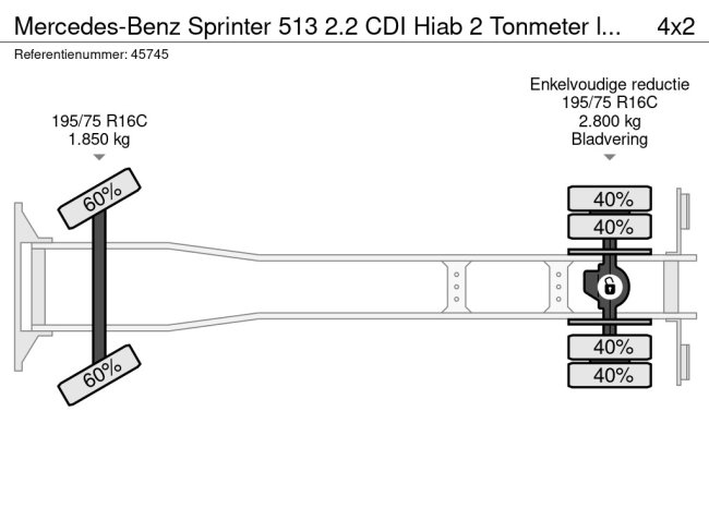 Mercedes-Benz  Sprinter 513 2.2 CDI Hiab 2 Tonmeter laadkraan Just 196.629 km! (22)