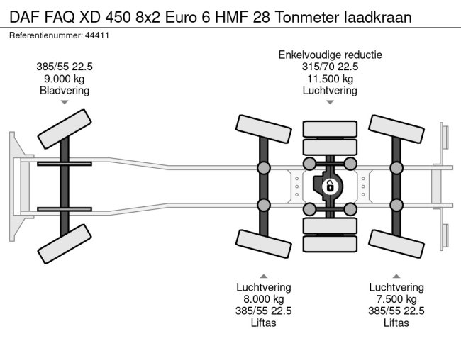 DAF  FAQ XD 450 8x2 Euro 6 HMF 28 Tonmeter laadkraan (28)