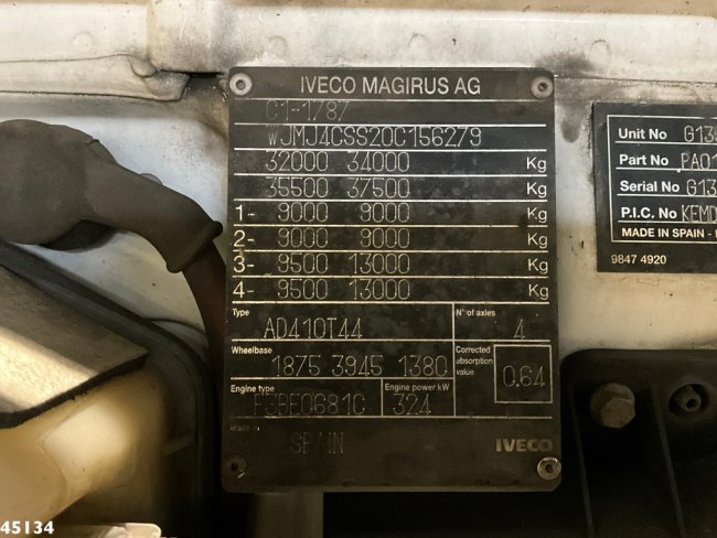 Iveco  Stralis AD410T44 8x4 Palfinger 44 Tonmeter laadkraan + Fly-Jib Just 222.398 km! (22)