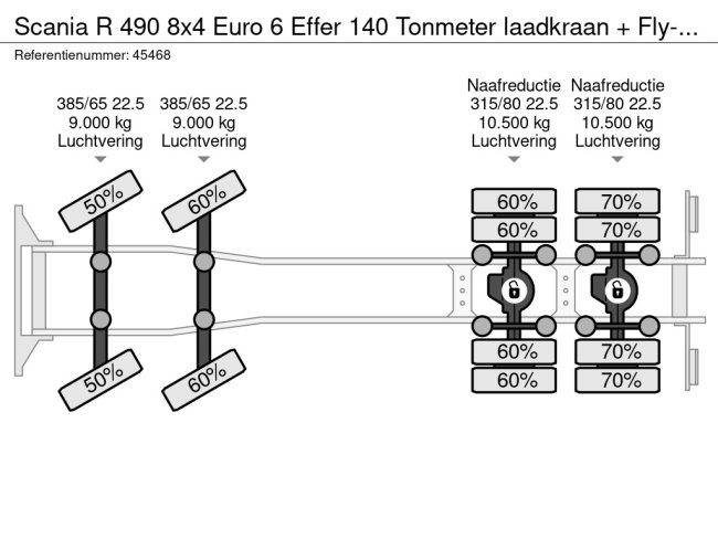 Scania  R 490 8x4 Euro 6 Effer 140 Tonmeter laadkraan + Fly-Jib Just 283.508 km (36)