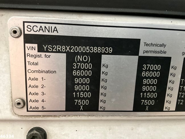Scania  R 580 8x2 V8 Retarder Euro 6 HMF 50 Tonmeter laadkraan + Fly-Jib (25)