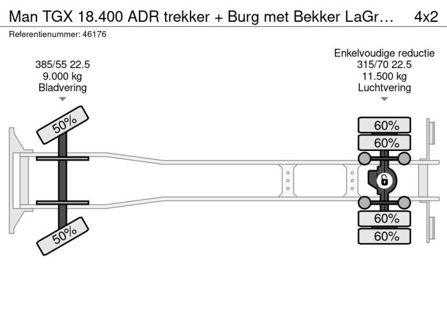 MAN  TGX 18.400 ADR trekker + Burg met Bekker LaGram Vacuüm ADR opbouw 30m³ (36)