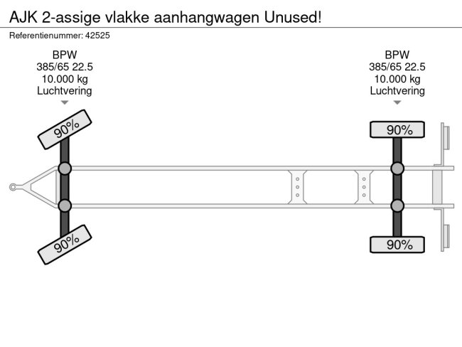 AJK  2-assige vlakke aanhangwagen Unused! (10)