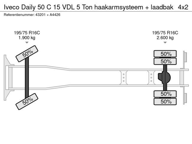 Iveco  Daily 50 C 15 VDL 5 Ton haakarmsysteem + laadbak (23)